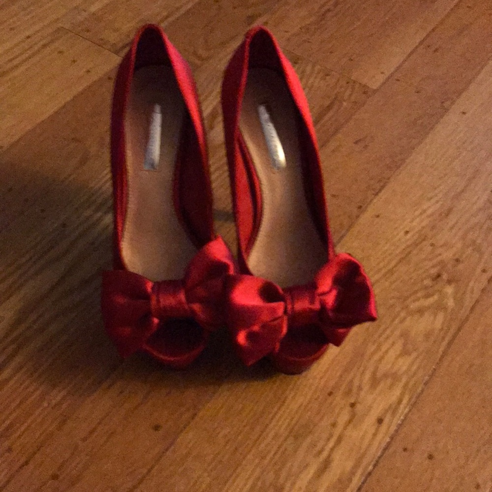 Satin red heels